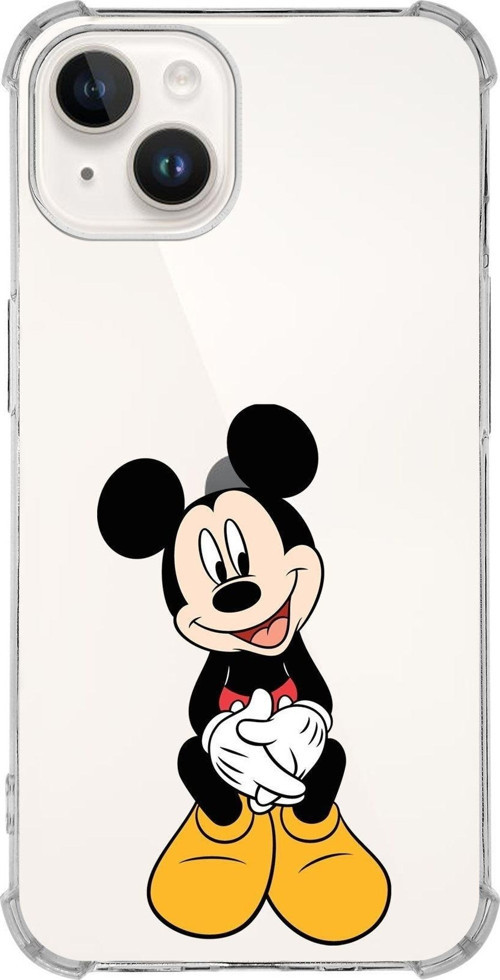 Apple Iphone 14 Plus Uyumlu Köşe Korumalı Antişok Kapak Mickey Mouse Tasarımlı Şeffaf Kılıf