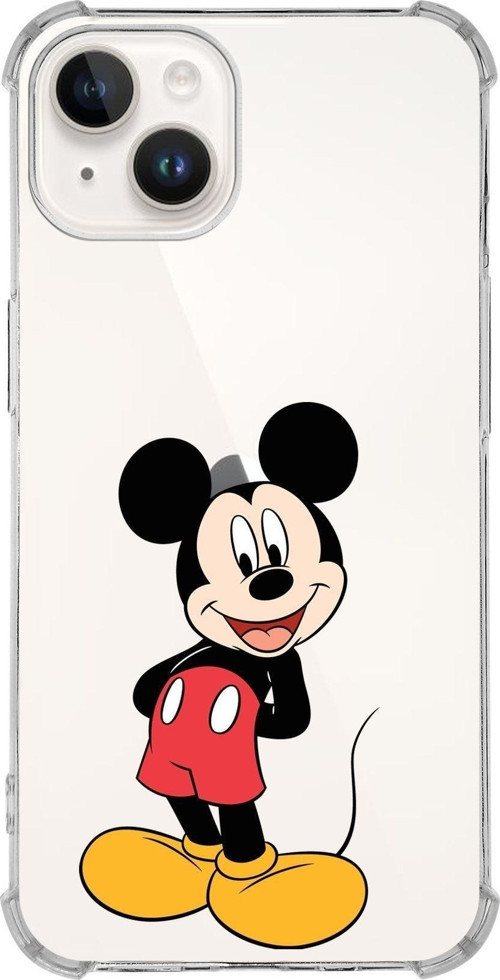 Apple Iphone 14 Plus Uyumlu Köşe Korumalı Antişok Kapak Mickey Mouse Tasarımlı Şeffaf Kılıf
