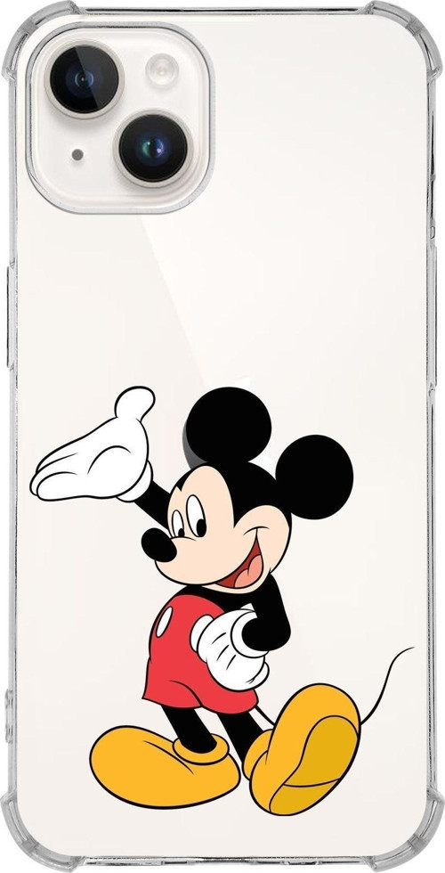 Apple Iphone 14 Plus Uyumlu Köşe Korumalı Antişok Kapak Mickey Mouse Tasarımlı Şeffaf Kılıf