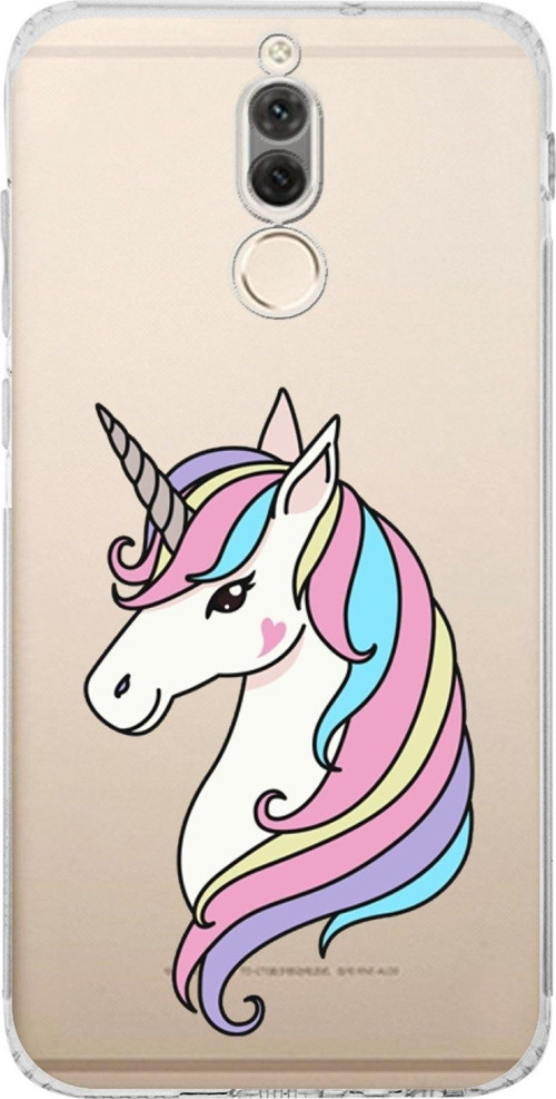 Huawei Mate 10 Lite Uyumlu Kamera Korumalı Kapak Unicorn Tasarımlı Şeffaf Kılıf