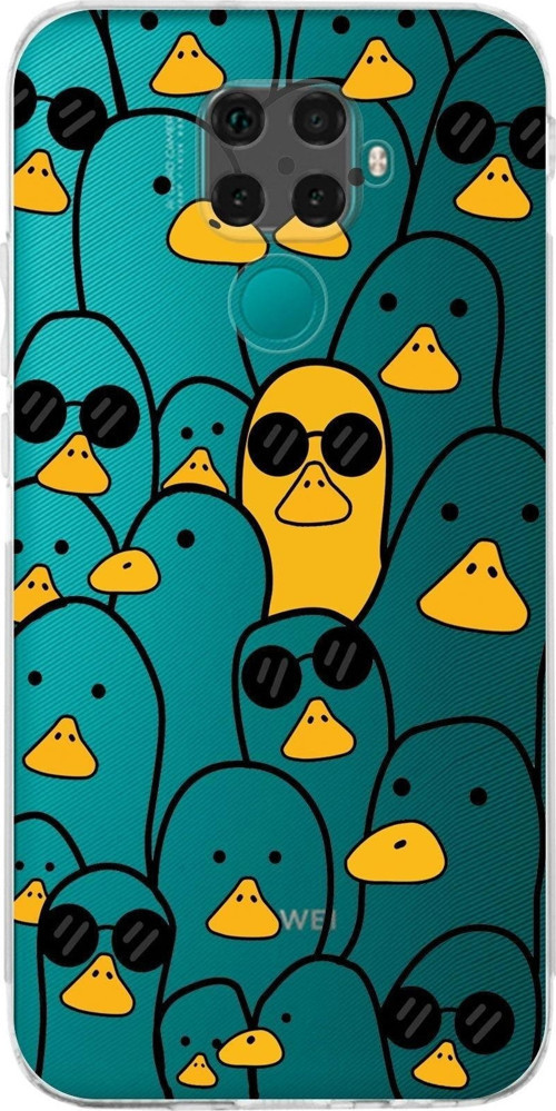 Huawei Mate 30 Lite Kamera Korumalı Kapak Duck Tasarımlı Şeffaf Kılıf