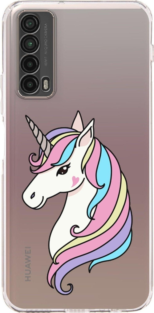 Huawei P Smart 20111 Uyumlu Kamera Korumalı Kapak Unicorn Tasarımlı Şeffaf Kılıf