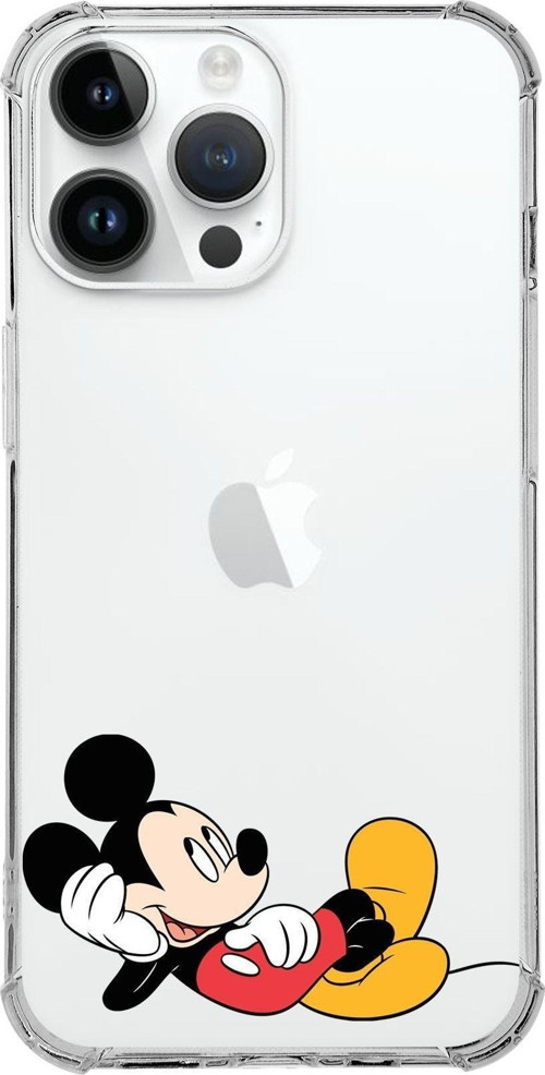 Apple Iphone 14 Pro Max Uyumlu Köşe Korumalı Antişok Kapak Mickey Mouse Tasarımlı Şeffaf Kılıf