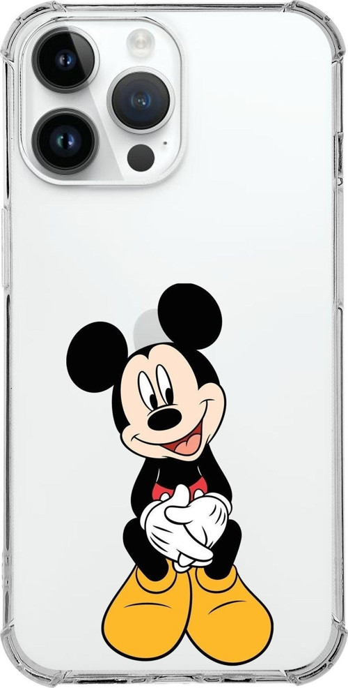 Apple Iphone 14 Pro Max Uyumlu Köşe Korumalı Antişok Kapak Mickey Mouse Tasarımlı Şeffaf Kılıf
