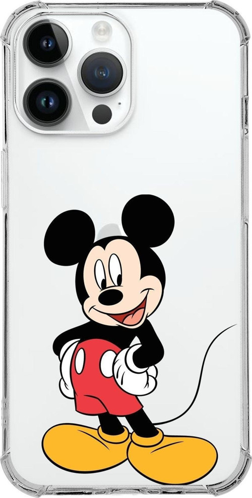 Apple Iphone 14 Pro Max Uyumlu Köşe Korumalı Antişok Kapak Mickey Mouse Tasarımlı Şeffaf Kılıf