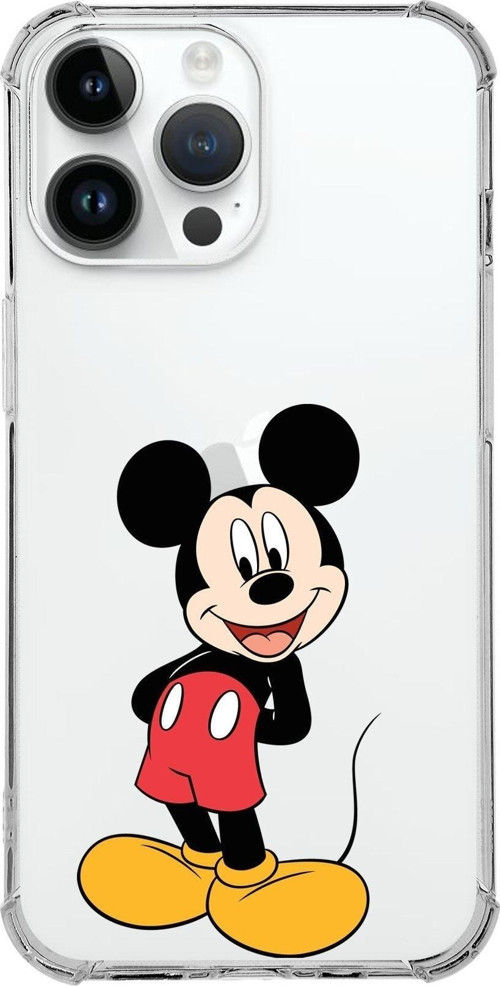 Apple Iphone 14 Pro Max Uyumlu Köşe Korumalı Antişok Kapak Mickey Mouse Tasarımlı Şeffaf Kılıf