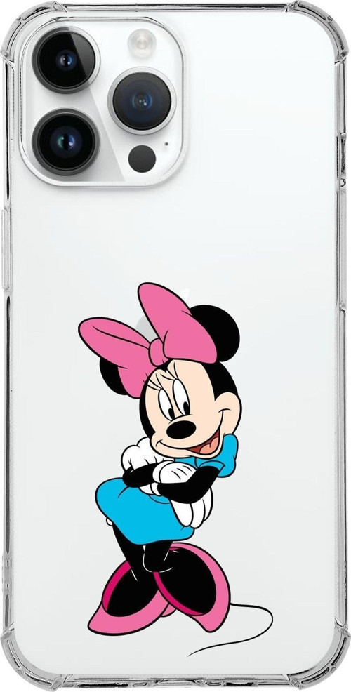 Apple Iphone 14 Pro Max Uyumlu Köşe Korumalı Antişok Kapak Minnie Mouse Tasarımlı Şeffaf Kılıf