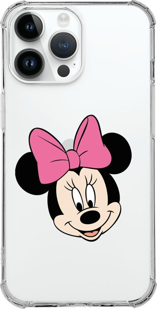 Apple Iphone 14 Pro Max Uyumlu Köşe Korumalı Antişok Kapak Minnie Mouse Tasarımlı Şeffaf Kılıf