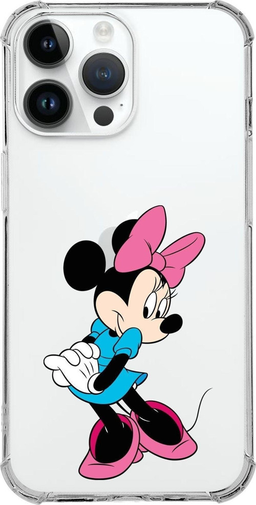 Apple Iphone 14 Pro Max Uyumlu Köşe Korumalı Antişok Kapak Minnie Mouse Tasarımlı Şeffaf Kılıf