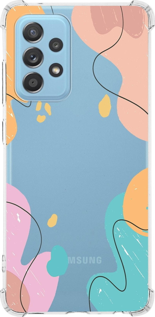 Samsung Galaxy A23 Uyumlu Köşe Korumalı Antişok Kapak Karışık Renkler Tasarımlı Şeffaf Kılıf