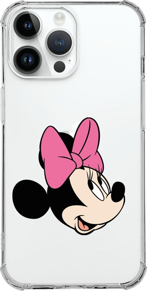 Apple Iphone 14 Pro Max Uyumlu Köşe Korumalı Antişok Kapak Minnie Mouse Tasarımlı Şeffaf Kılıf