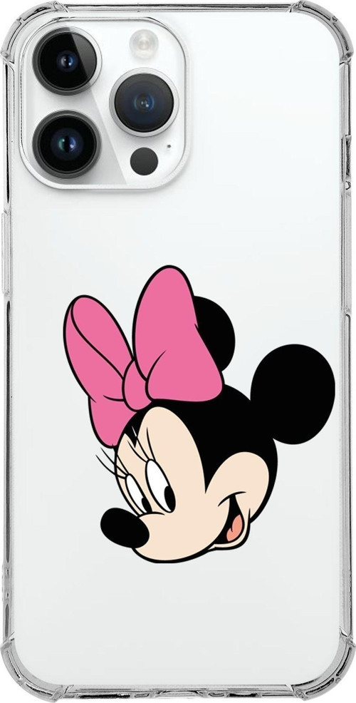 Apple Iphone 14 Pro Max Uyumlu Köşe Korumalı Antişok Kapak Minnie Mouse Tasarımlı Şeffaf Kılıf