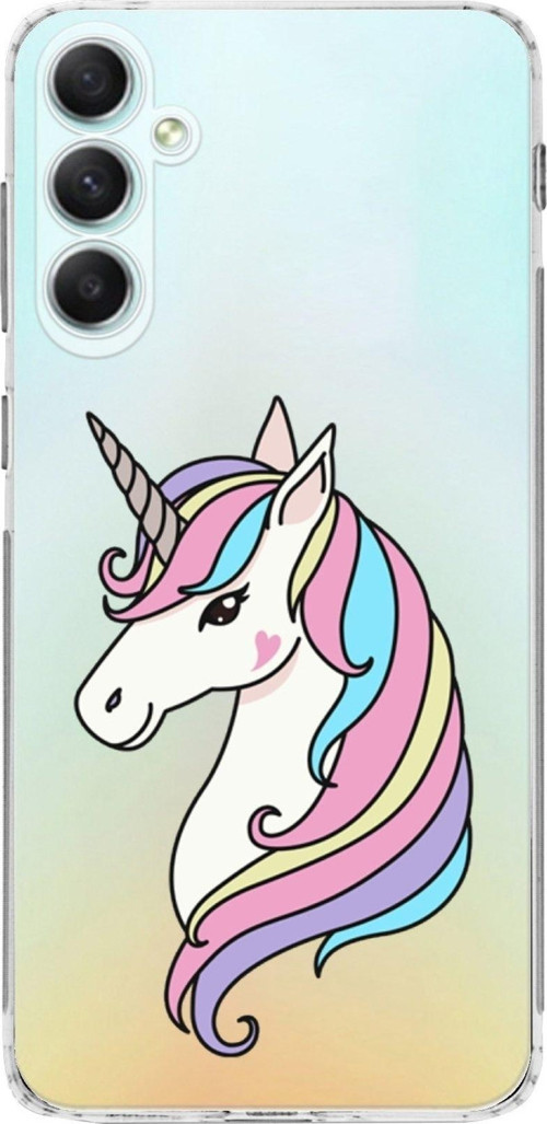 Samsung Galaxy A34 Uyumlu Kamera Korumalı Kapak Unicorn Tasarımlı Şeffaf Kılıf