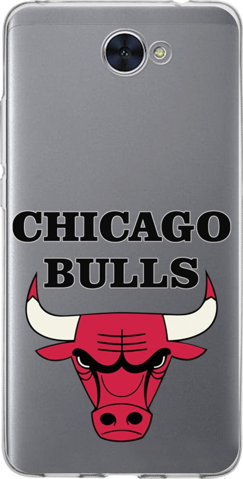 Huawei Y7 Uyumlu Kapak Chicago Bulls Tasarımlı Şeffaf Silikon Kılıf