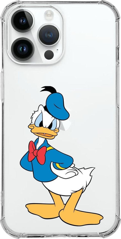 Apple Iphone 14 Pro Uyumlu Köşe Korumalı Antişok Kapak Donald Duck Tasarımlı Şeffaf Kılıf