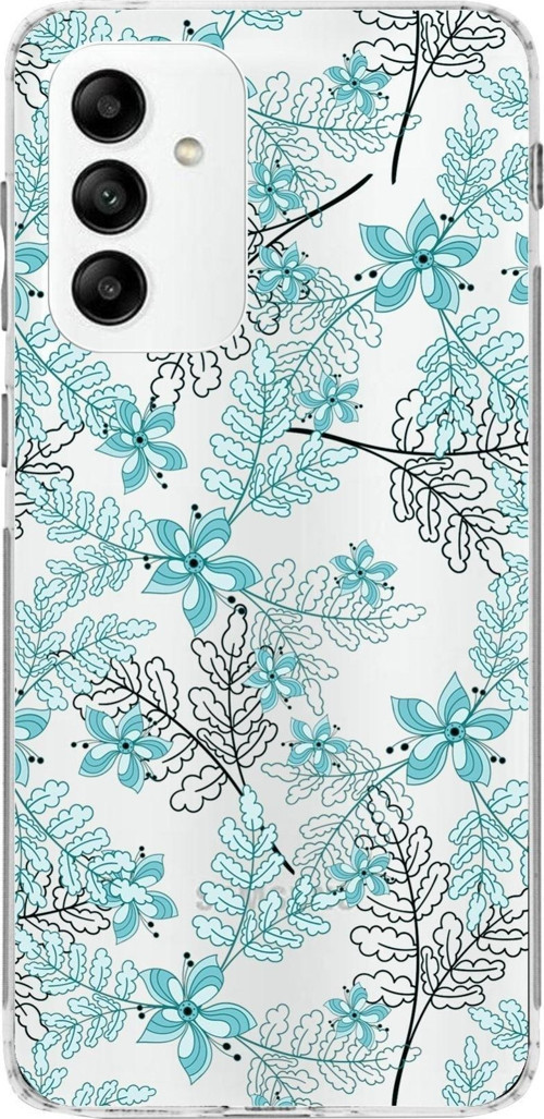 Samsung Galaxy M23 Kapak Floral Su Yeşili Tasarımlı Şeffaf Kılıf