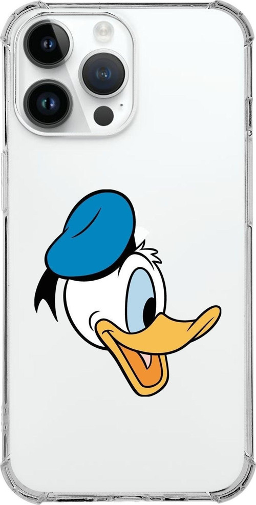 Apple Iphone 14 Pro Uyumlu Köşe Korumalı Antişok Kapak Donald Duck Tasarımlı Şeffaf Kılıf