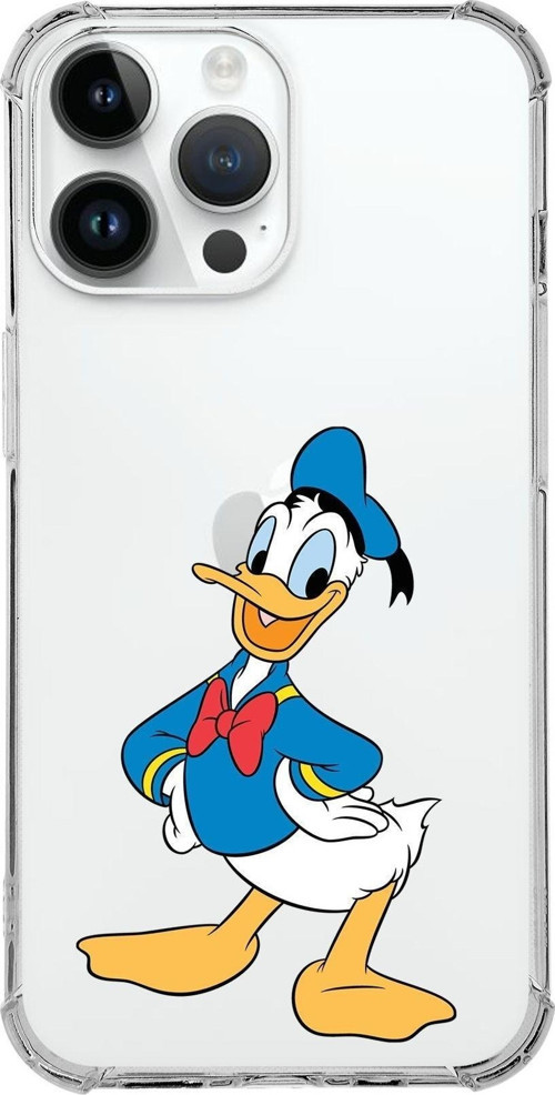 Apple Iphone 14 Pro Uyumlu Köşe Korumalı Antişok Kapak Donald Duck Tasarımlı Şeffaf Kılıf