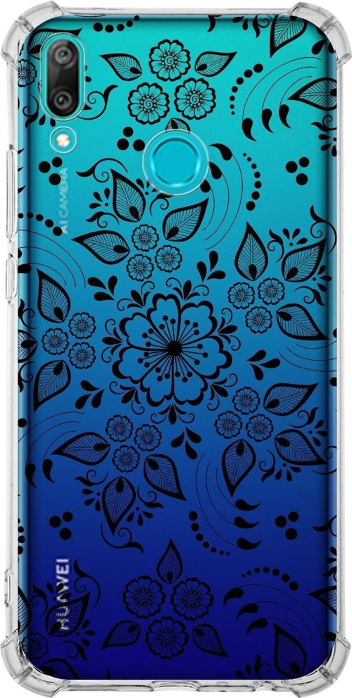 Huawei Y9 2019 Köşe Korumalı Antişok Kapak Nostalji Desen Tasarımlı Şeffaf Kılıf