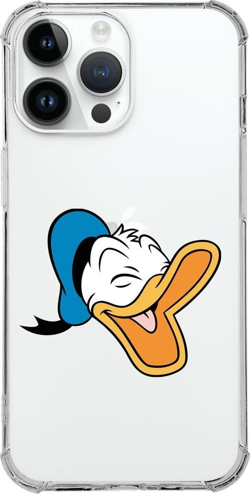 Apple Iphone 14 Pro Uyumlu Köşe Korumalı Antişok Kapak Donald Duck Tasarımlı Şeffaf Kılıf