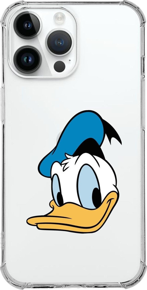 Apple Iphone 14 Pro Uyumlu Köşe Korumalı Antişok Kapak Donald Duck Tasarımlı Şeffaf Kılıf
