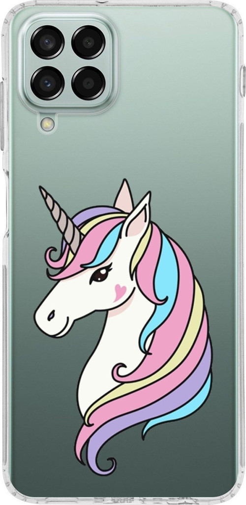 Samsung Galaxy M33 Kapak Unicorn Tasarımlı Şeffaf Kılıf