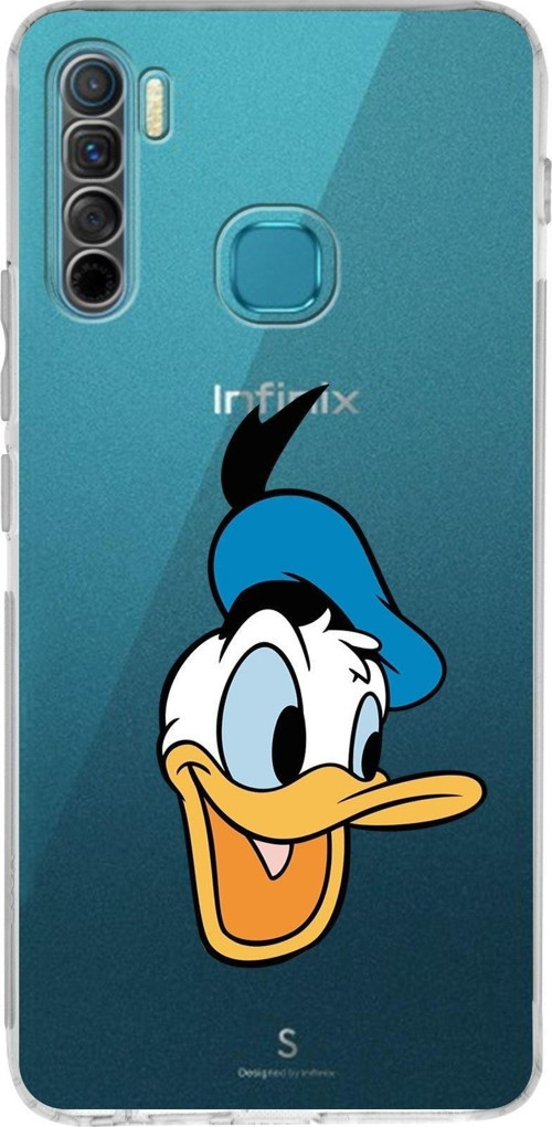 Infinix S5 Lite Uyumlu Kamera Korumalı Kapak Donald Duck Tasarımlı Şeffaf Silikon Kılıf