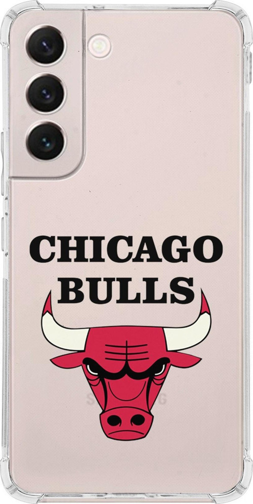 Samsung Galaxy S22 Plus Uyumlu Köşe Korumalı Antişok Kapak Chicago Bulls Tasarımlı Şeffaf Kılıf
