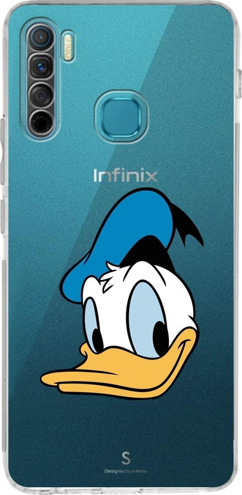 Infinix S5 Lite Uyumlu Kamera Korumalı Kapak Donald Duck Tasarımlı Şeffaf Silikon Kılıf