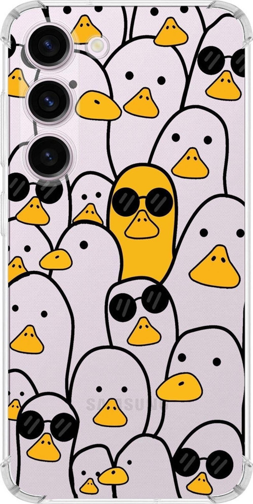 Samsung Galaxy S23 Köşe Korumalı Antişok Kapak Duck Tasarımlı Şeffaf Kılıf