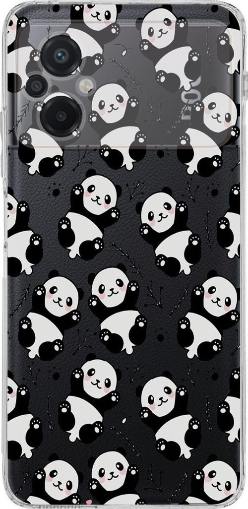 Poco M5 Kamera Korumalı Kapak Panda Tasarımlı Şeffaf Kılıf