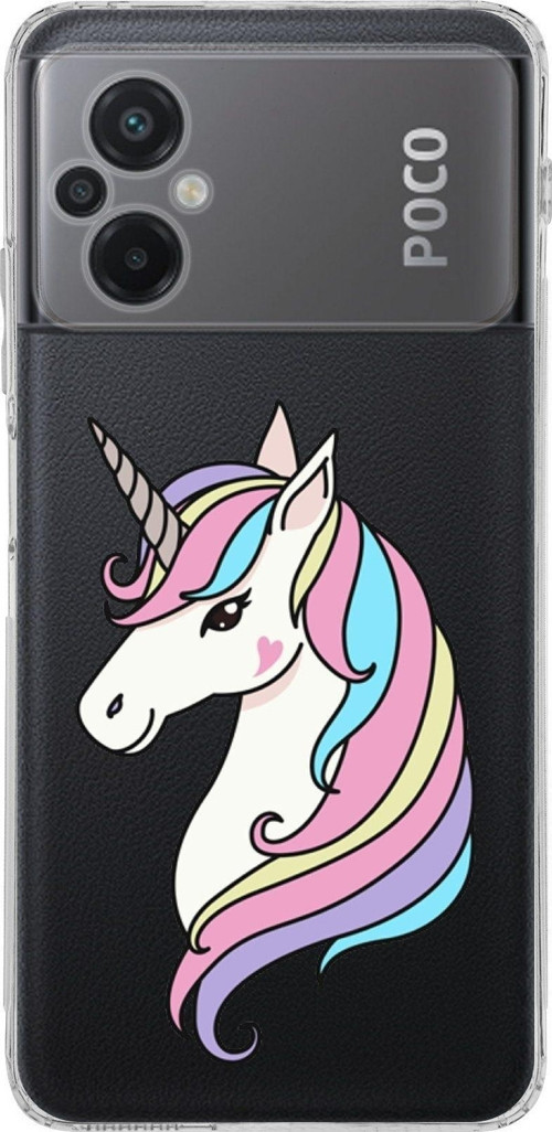 Poco M5 Uyumlu Kamera Korumalı Kapak Unicorn Tasarımlı Şeffaf Kılıf