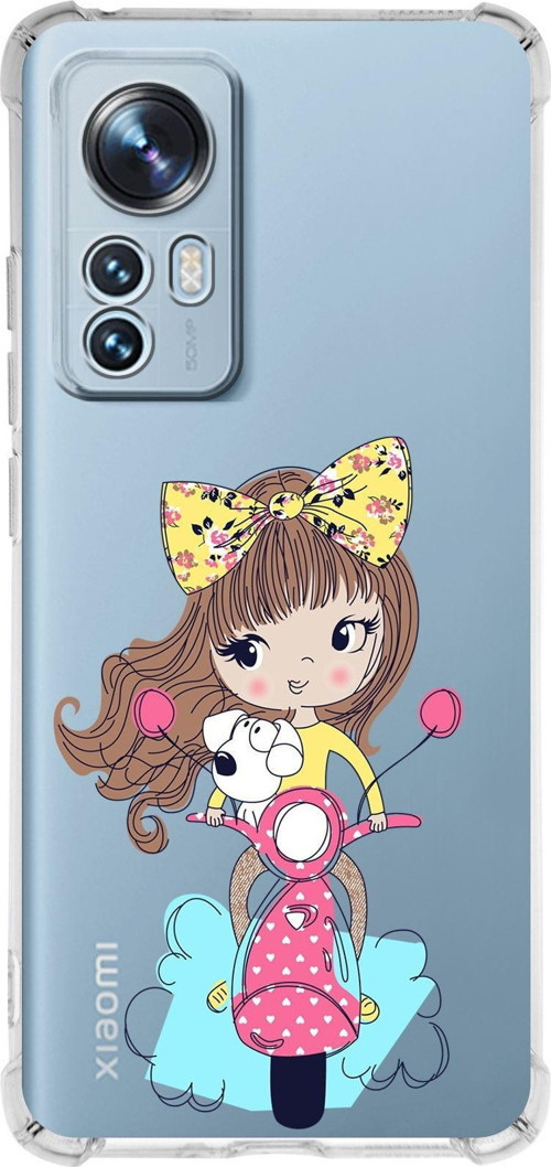 Xiaomi Mi 12 Uyumlu Köşe Korumalı Antişok Kapak Vespagirl Tasarımlı Şeffaf Silikon Kılıf