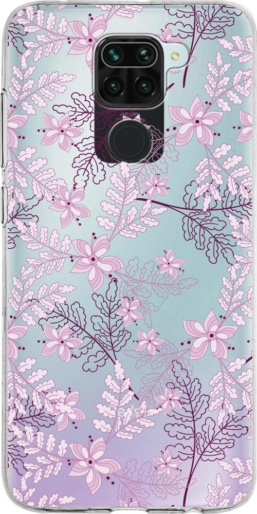 Xiaomi Redmi Note 9 Uyumlu Kapak Floral Pudra Tasarımlı Şeffaf Silikon Kılıf