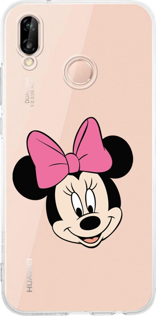 Huawei P20 Lite Kamera Korumalı Kapak Minnie Mouse Tasarımlı Şeffaf Kılıf