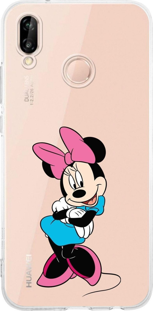 Huawei P20 Lite Kamera Korumalı Kapak Minnie Mouse Tasarımlı Şeffaf Kılıf