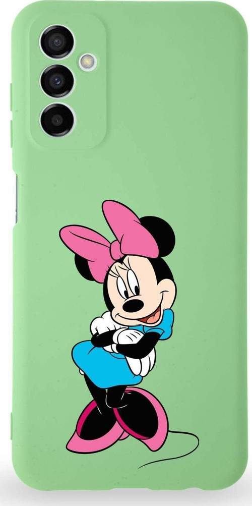 Samsung Galaxy M23 Uyumlu Lansman Kılıf Altı Kapalı Içi Kadife Minnie Mouse-D Tasarımlı Kapak