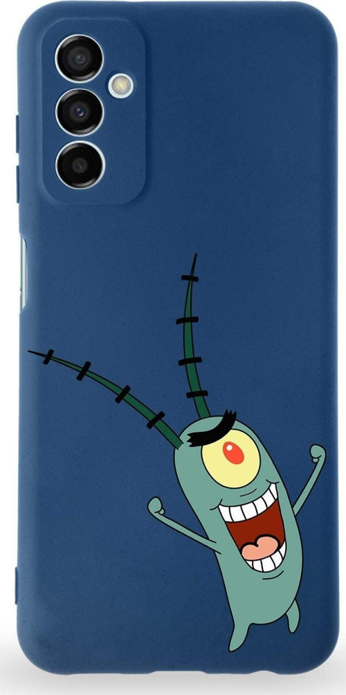 Samsung Galaxy M23 Uyumlu Lansman Kılıf Altı Kapalı Içi Kadife Plankton Tasarımlı Kapak