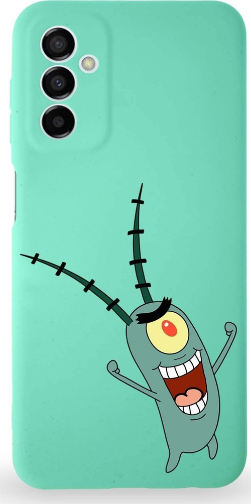 Samsung Galaxy M23 Uyumlu Lansman Kılıf Altı Kapalı Içi Kadife Plankton Tasarımlı Kapak