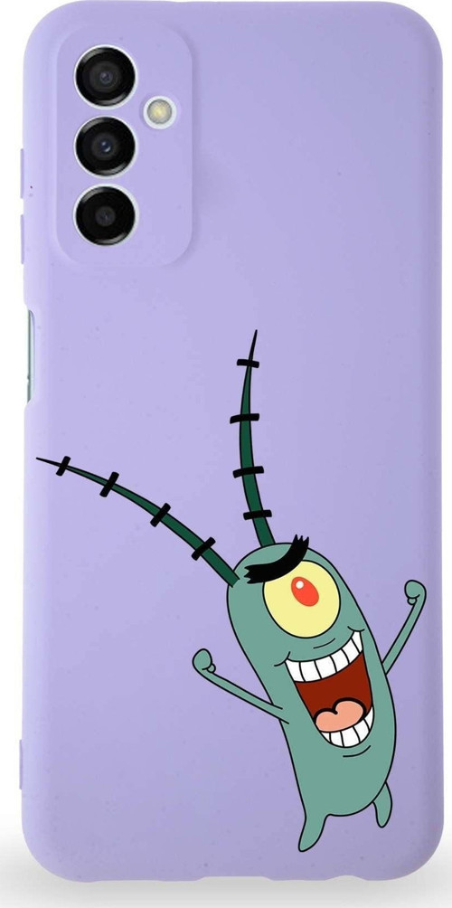 Samsung Galaxy M23 Uyumlu Lansman Kılıf Altı Kapalı Içi Kadife Plankton Tasarımlı Kapak