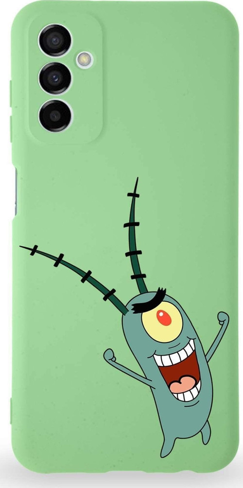 Samsung Galaxy M23 Uyumlu Lansman Kılıf Altı Kapalı Içi Kadife Plankton Tasarımlı Kapak