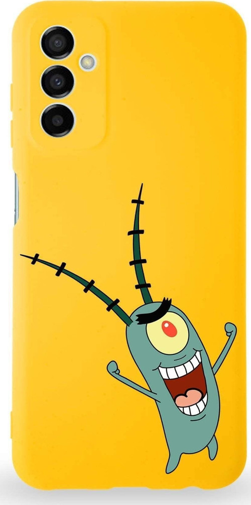Samsung Galaxy M23 Uyumlu Lansman Kılıf Altı Kapalı Içi Kadife Plankton Tasarımlı Kapak