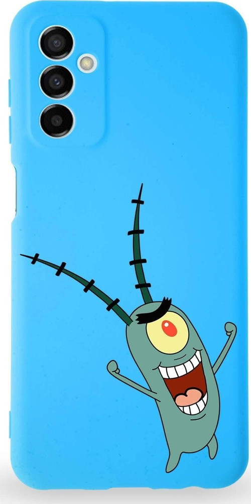 Samsung Galaxy M23 Uyumlu Lansman Kılıf Altı Kapalı Içi Kadife Plankton Tasarımlı Kapak