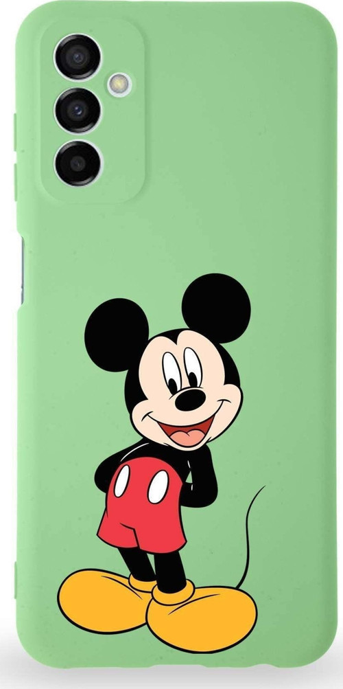 Samsung Galaxy M13 Uyumlu Lansman Kılıf Altı Kapalı Içi Kadife Mickey Mouse-B Tasarımlı Kapak