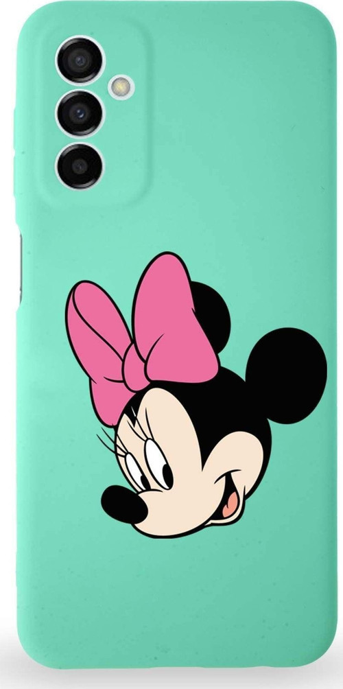 Samsung Galaxy M13 Uyumlu Lansman Kılıf Altı Kapalı Içi Kadife Minnie Mouse-B Tasarımlı Kapak
