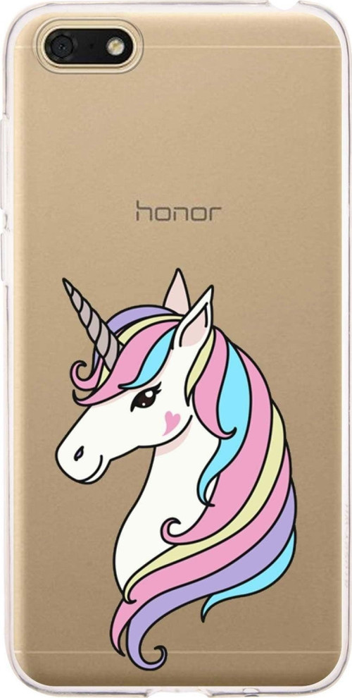 Huawei Honor 7S Uyumlu Kapak Unicorn Tasarımlı Şeffaf Silikon Kılıf