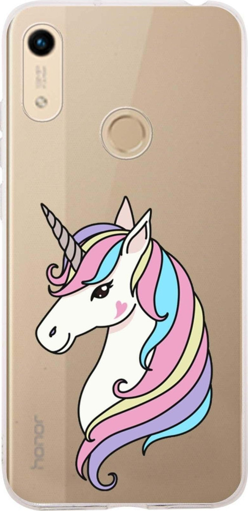 Huawei Honor 8A Uyumlu Kapak Unicorn Tasarımlı Şeffaf Silikon Kılıf