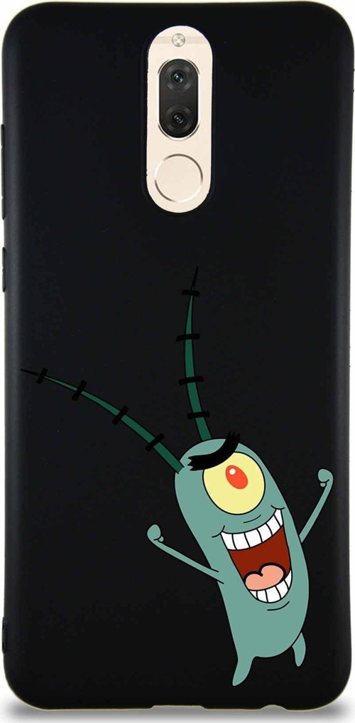 Huawei Mate 10 Lite Soft Premier Kapak Plankton Tasarımlı Silikon Kılıf - Siyah