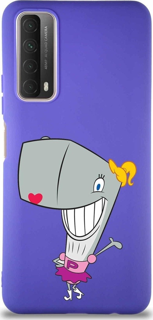 Huawei P Smart 2021 Soft Premier Kapak Pearl Yengeç Tasarımlı Silikon Kılıf - Mor