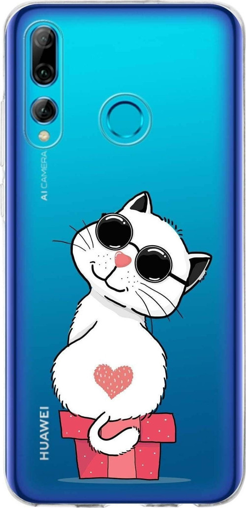 Huawei P Smart Plus 2019 Uyumlu Kapak Coolcat Tasarımlı Şeffaf Silikon Kılıf